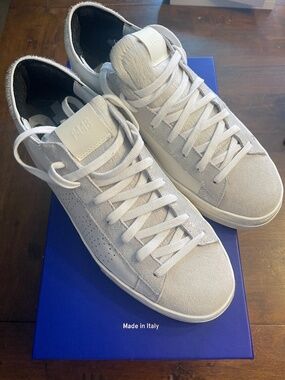 P448 Jack Zebby White Calf Hair Sneakers Size 41